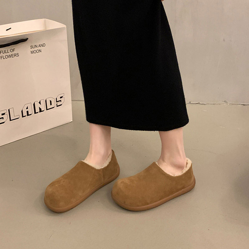 小土豆平底勃肯鞋女加绒保暖一脚蹬女鞋子2025新款冬季豆豆鞋棉鞋