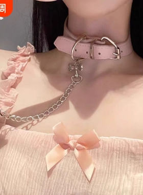 小狗骨头项圈女情调小狗牵引绳choker颈链皮革puppy小众设计项链