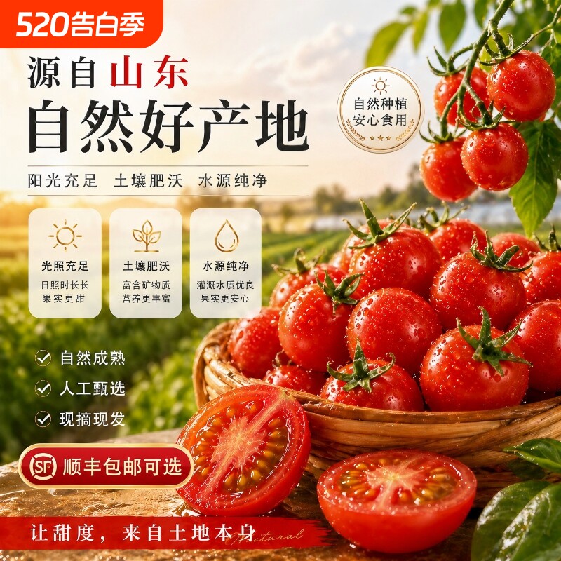 正宗千禧小番茄圣女果山东超甜新鲜水果小西红柿整箱顺丰包邮可选