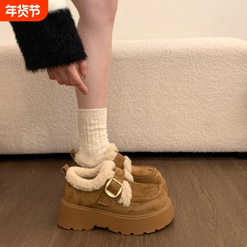 厚底增高加绒保暖雪地靴女鞋2025新款冬季毛毛鞋勃肯鞋乐福鞋棉鞋,女鞋,时尚雪地靴,淘宝优惠券,粉丝福利购,淘宝优惠卷