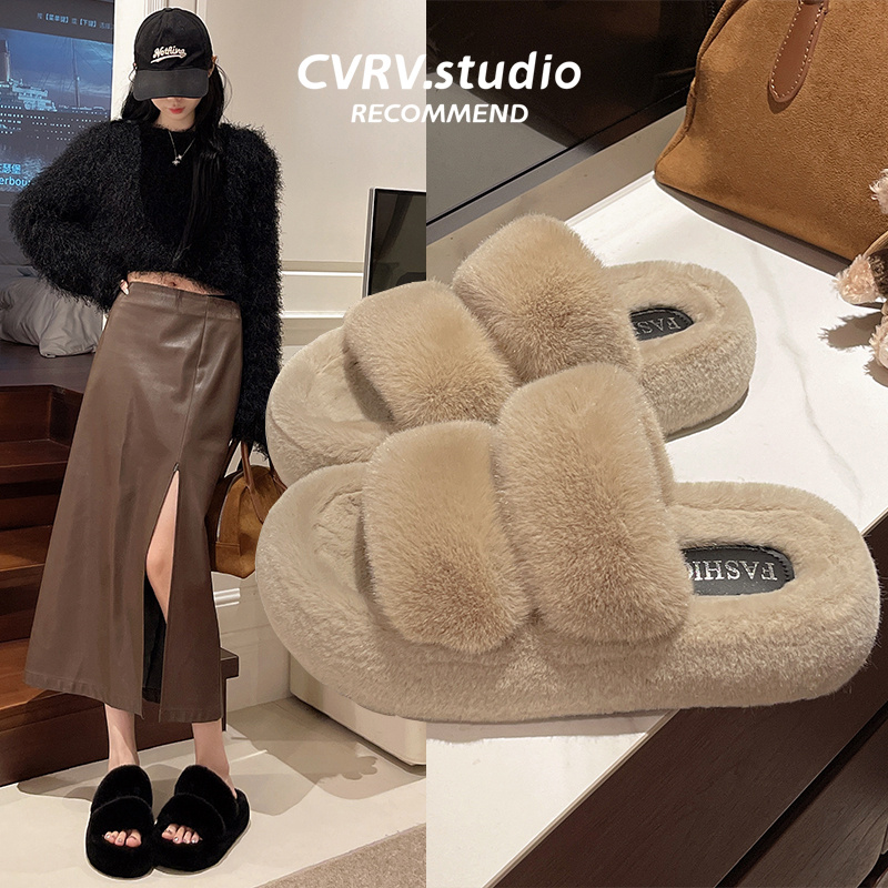 迷可薇薇厚底毛毛拖鞋|121人收藏