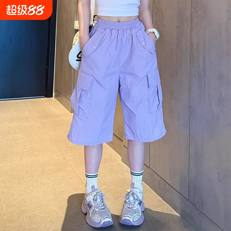 女童短裤子夏薄款工装短裤五分裤图片