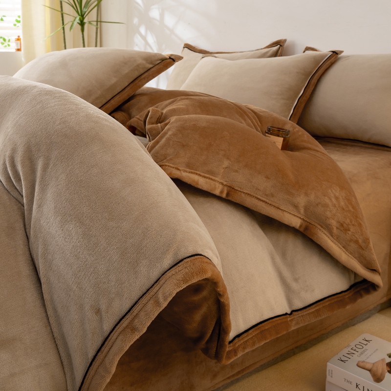 牛奶绒四件套2025新款冬季加厚珊瑚绒被套床单床品三件套绒面温暖