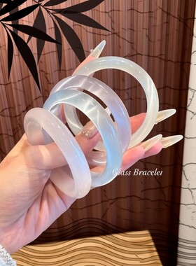 琉璃冰透白月光手镯国风高级感