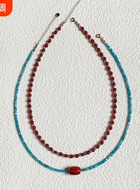 繁花~复古氛围感锁骨链女红蓝串珠ins小众设计气质颈链项链