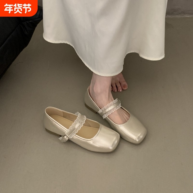 法式绝美平底香槟色芭蕾单鞋女2025秋季配裙子玛丽珍豆豆鞋小皮鞋,女鞋,浅口单鞋,淘宝优惠券,粉丝福利购,淘宝优惠卷