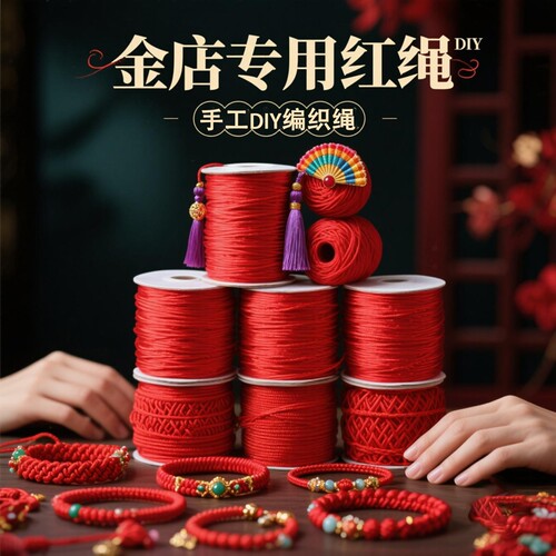 编织绳红绳手链转运本命年编织线红手绳脚链吊坠挂绳手工编绳线