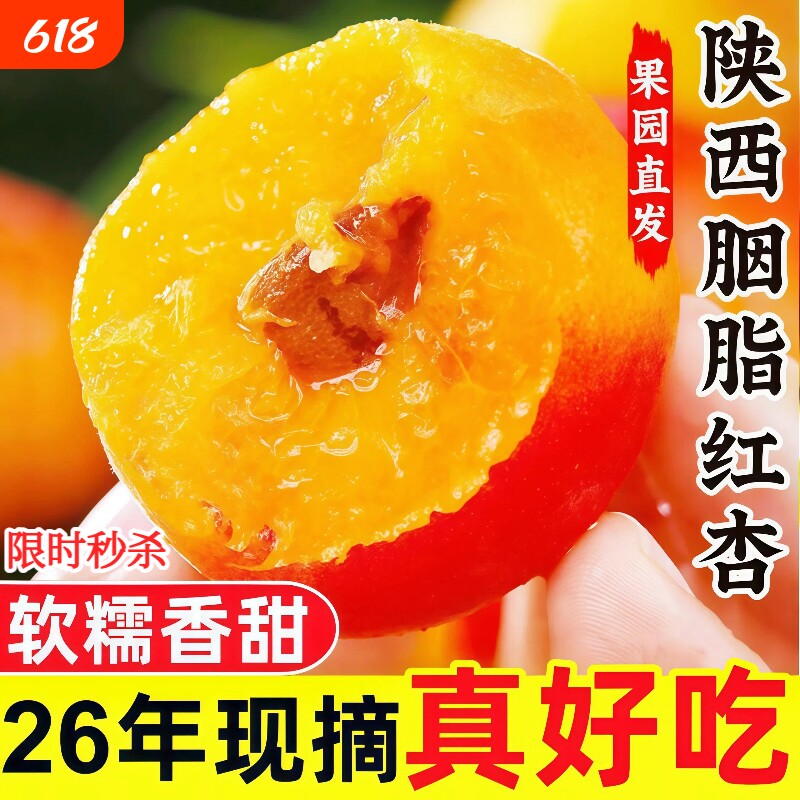 陕西胭脂红杏贵妃大黄杏子当季新鲜水果酸甜现摘孕妇可食整箱头茬