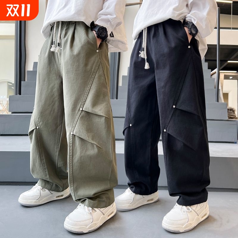 儿童裤子春秋款2025新款春装男童工装裤中大童男孩春季痞帅长裤潮