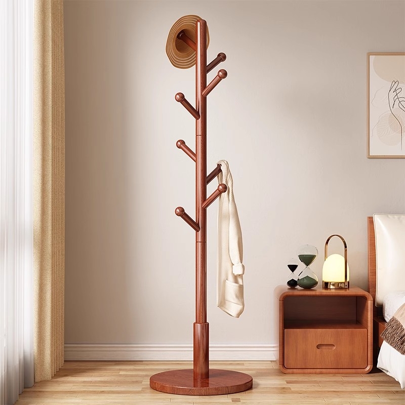 实木衣帽架落地挂衣架卧室家用床头简易立式挂衣杆室内客厅挂包架
