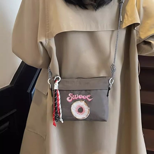 日本ball chain环保购物袋甜甜圈刺绣尼龙布包手机包单肩斜挎小包