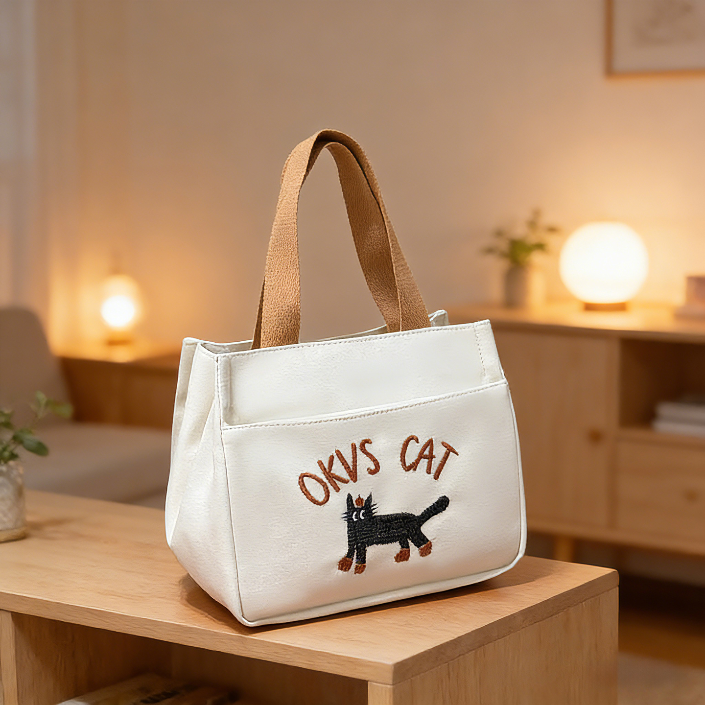 帆布手提包外出简约小巧立体拎包通勤加厚上班便当饭袋加厚帆布袋