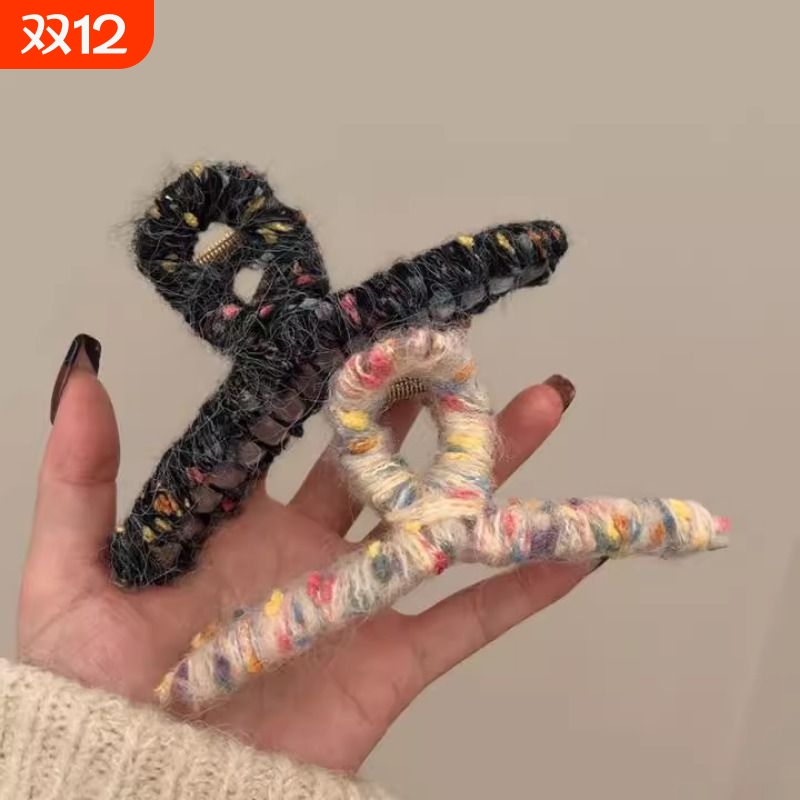 糖果彩色毛线抓夹发抓