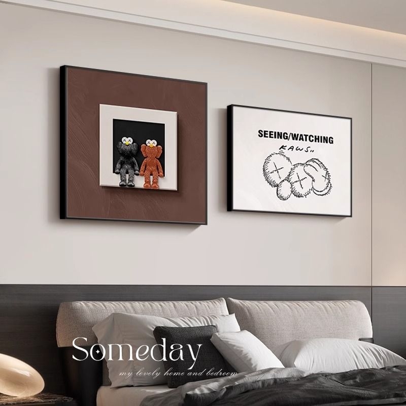 简约卧室床头装饰画餐厅壁画轻奢黑白灰高级客厅挂画背景墙面画