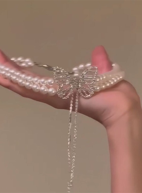 珍珠蝴蝶结锁骨链|139人收藏