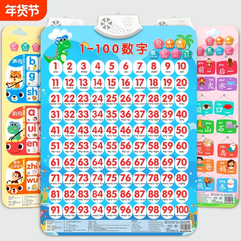 数字认知挂图1到100儿童早教有声幼儿识字点读宝宝益智玩具英文,玩具/童车/益智/积木/模型,玩具挂图/认知卡,淘宝优惠券,粉丝福利购,淘宝优惠卷