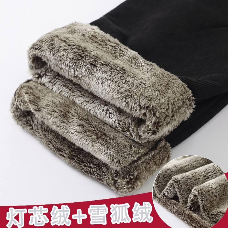 中老年冬季加绒雪狐绒加厚妈妈裤保暖休闲外穿直筒大码高腰棉裤女