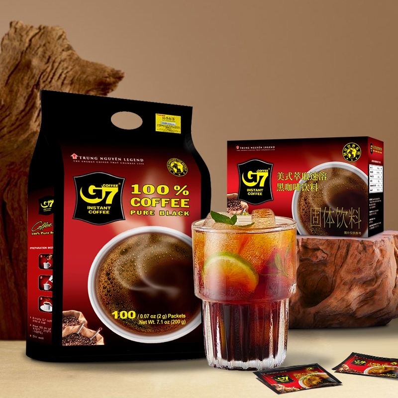 【越南进口】g 7 coffee美式速溶纯黑咖啡提神100杯20