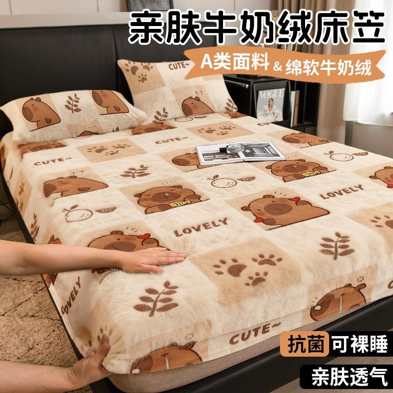 牛奶绒加厚床笠防护透气