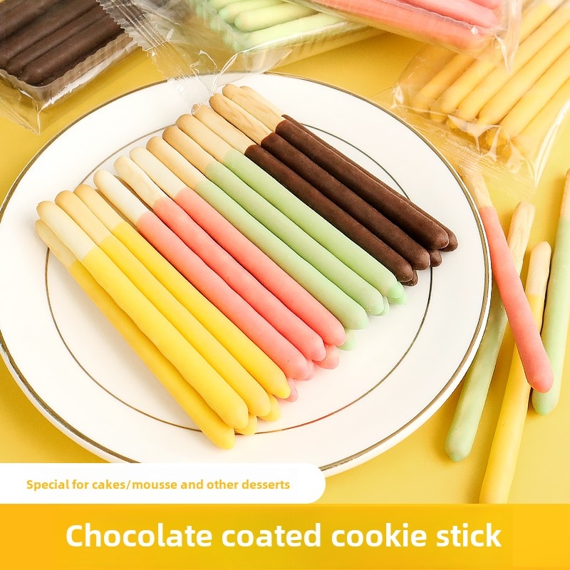 装饰插件涂层饼干棒巧克力棒绵绵冰甜品小料抹茶夹心棒棒草莓