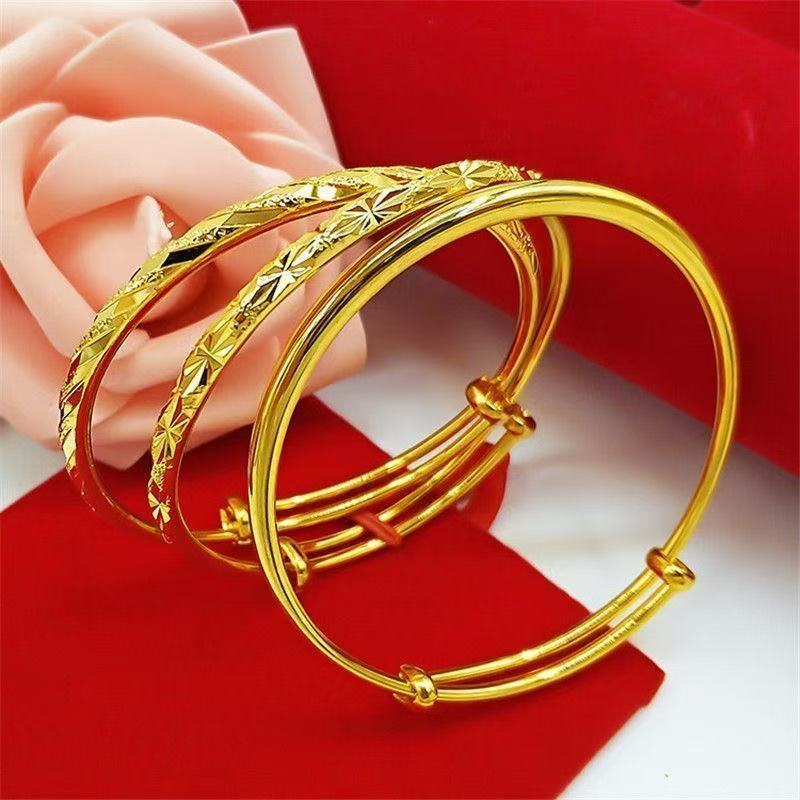 饰品越南沙金手镯女光面满天星仿真黄金手饰传承手镯满天星手镯