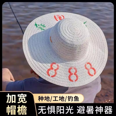 农民工大檐麦秆草帽工地田园帽子