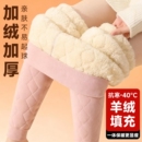 秋冬季羊毛保暖裤棉裤女加绒加厚打底裤东北特厚高腰大码德绒秋裤