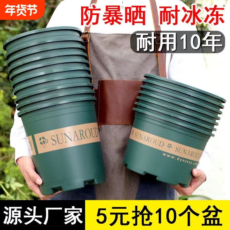 花盆家用2025塑料树脂多肉绿萝加仑盆栽加厚透气阳台耐用种植桌面