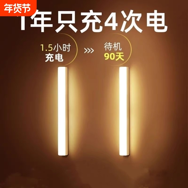 led人体感应家用充电小夜灯卧室走廊过道磁吸睡眠灯夜间无线玄关,家装灯饰光源,感应灯,淘宝优惠券,粉丝福利购,淘宝优惠卷