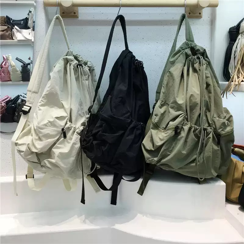 韩国包小姐新款大容量束口袋双肩包简易轻便背包抽绳布袋女大包