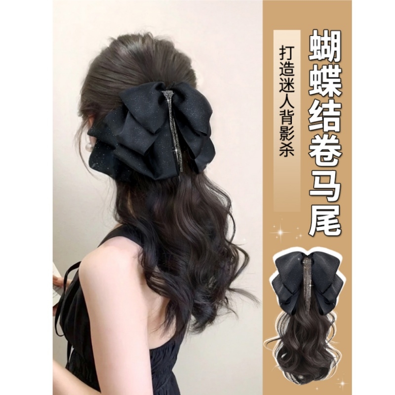 假发马尾女蝴蝶结抓夹仿真发低扎高扎假发辫神器头发自然造型发型