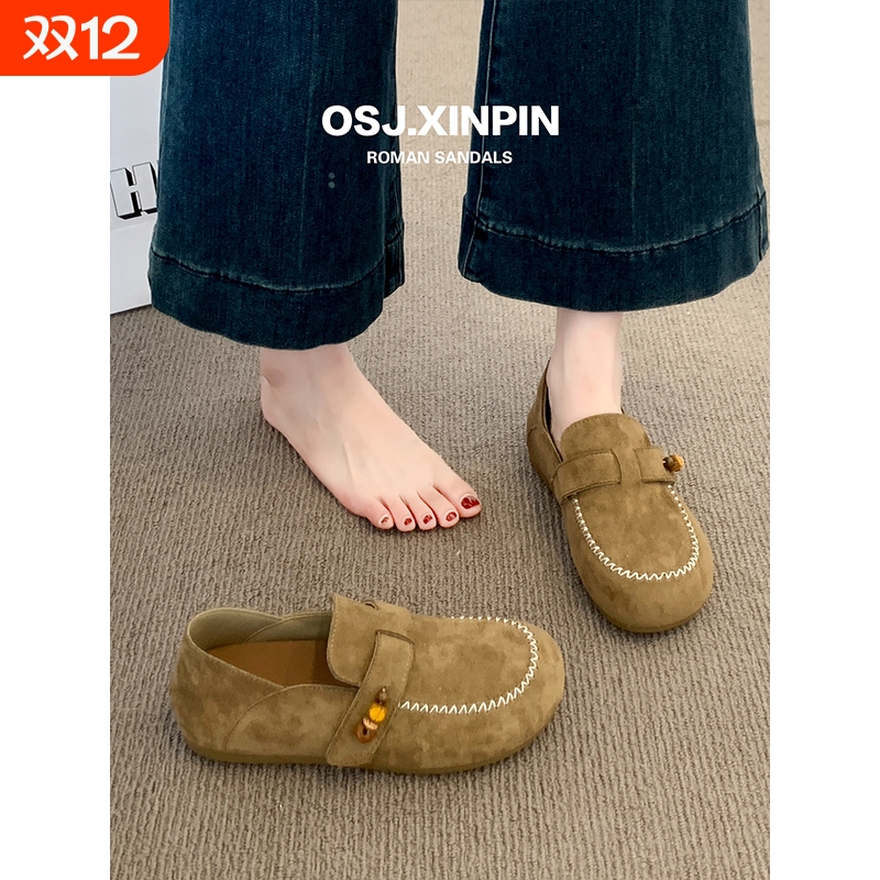 勃肯鞋女2025新款爆款秋季女鞋百搭时尚复古单鞋软底豆豆鞋子平底