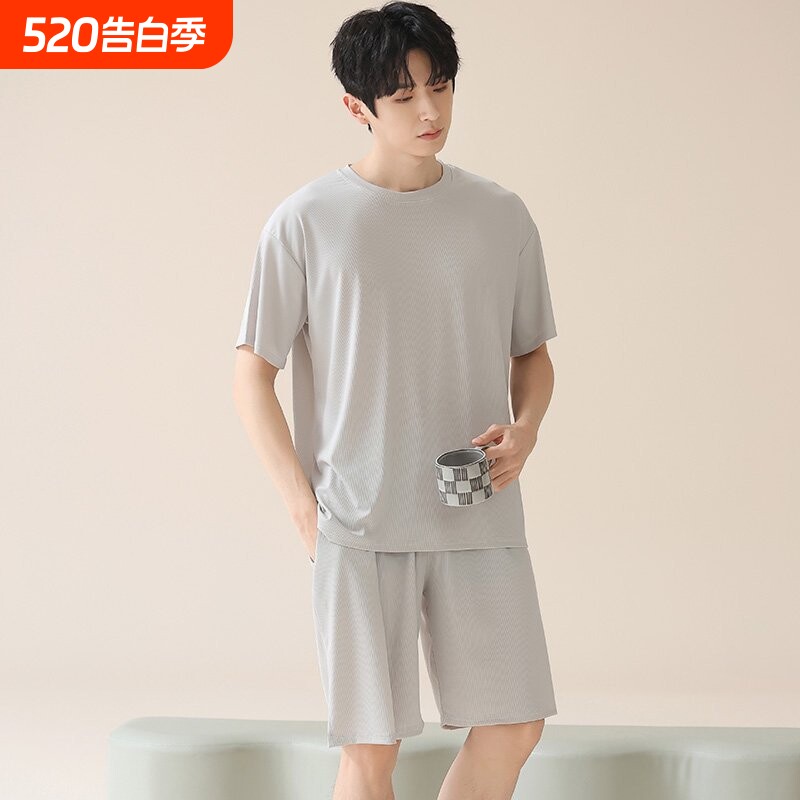 睡衣男款夏季短袖短裤冰丝男士2026新款夏天爆款可外穿家居服套装