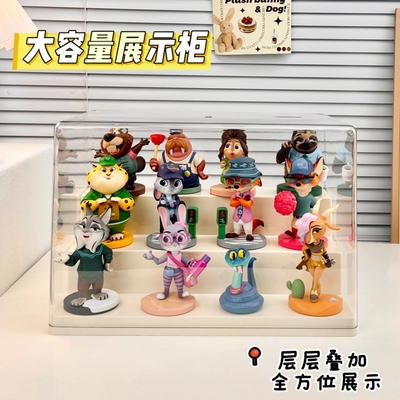 适用PPMT疯狂动物城2盲盒展示架收纳盒周边玩偶透明防尘罩柜