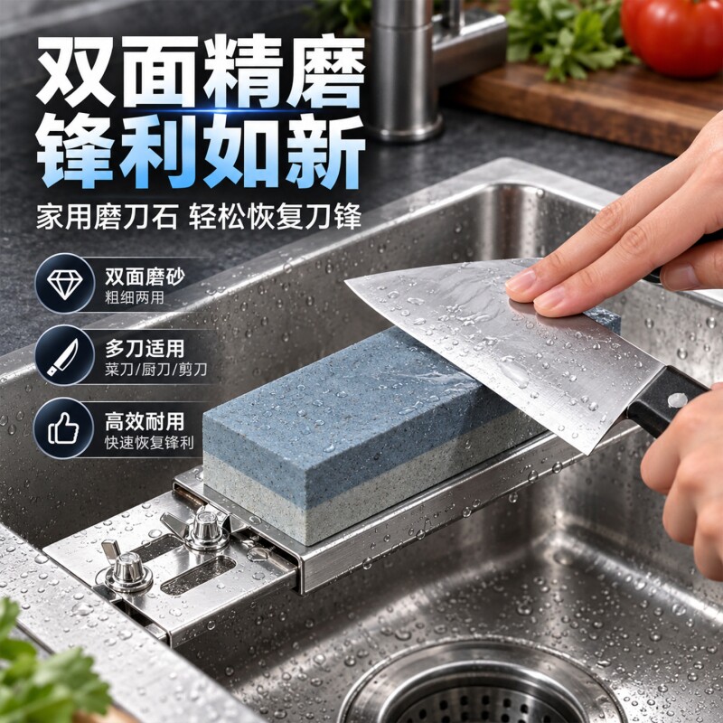 青岩磨刀石家用菜刀厨房磨刀双面粗细磨刀两用