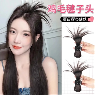 丸子头假发女辣妹鸡窝头慵懒风喷泉鸡毛毽子头强力抓夹发包
