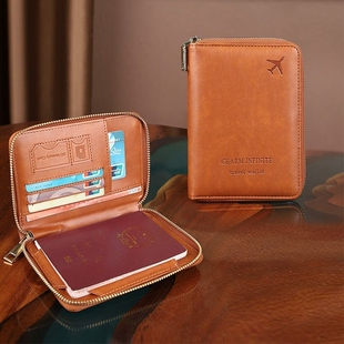 新品2025新款RFID防磁护照夹拉链短款旅行护照包多功能收纳证件