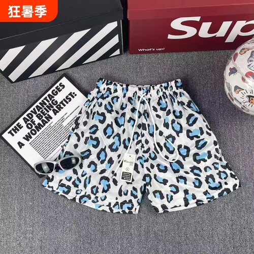 豹纹短裤美式夏季速干男生四分不过膝运动网眼透气篮球篮球裤闪电