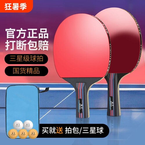 芈潮乒乓球拍高弹力双拍双面反胶
