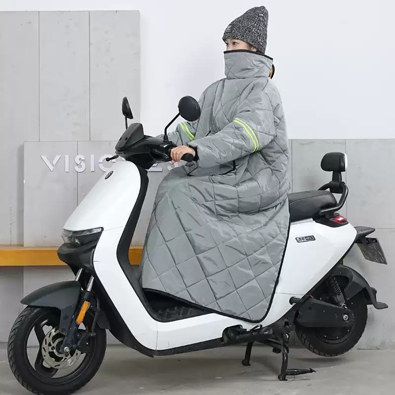电动车挡风衣秋冬季长款男女电瓶摩托车挡风被加绒防寒保暖防风被