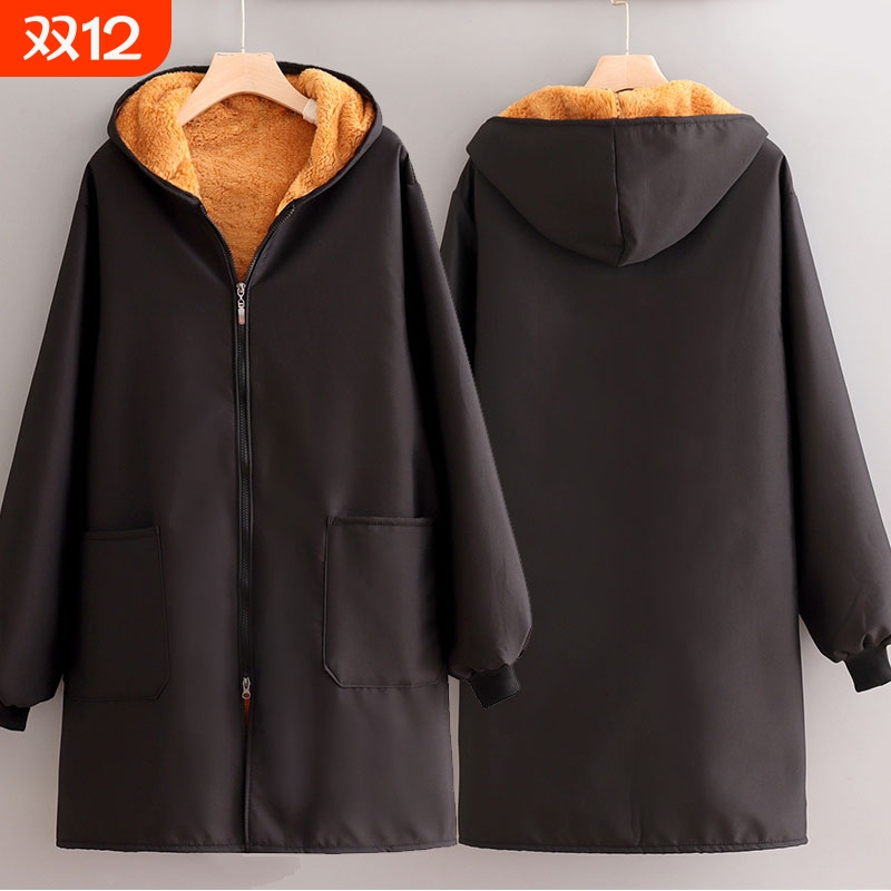 加绒加厚围裙女罩衣家用厨房耐磨保暖上班工作服外套男士红色黑色