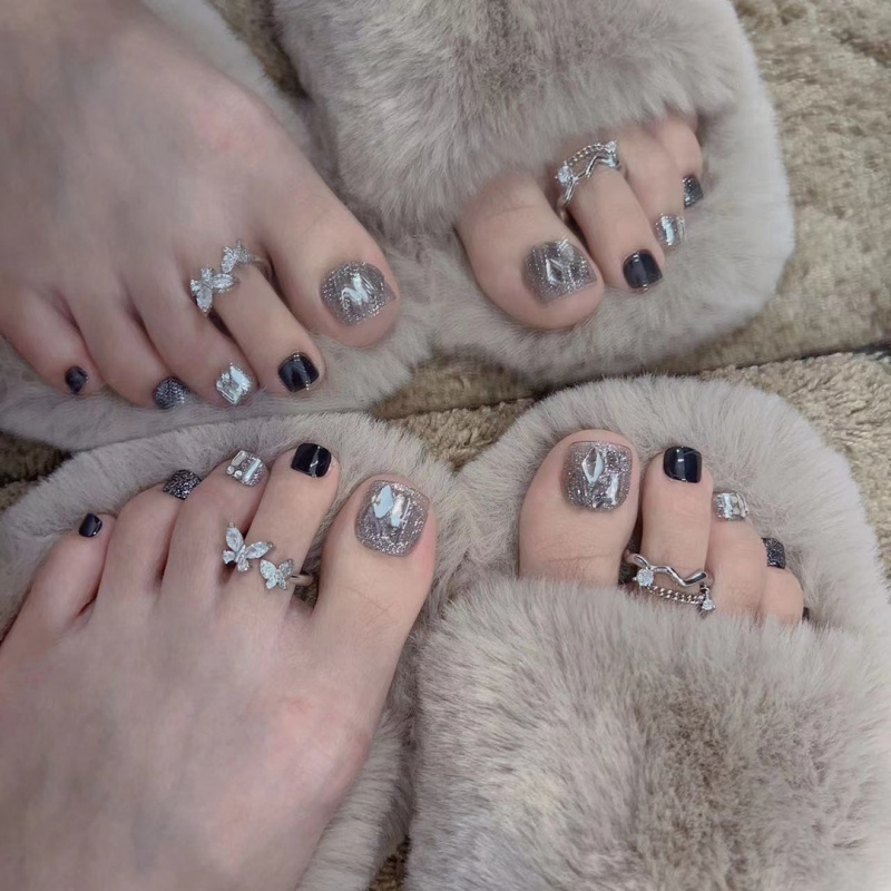 春夏新款冰透裸色穿戴甲假脚指甲