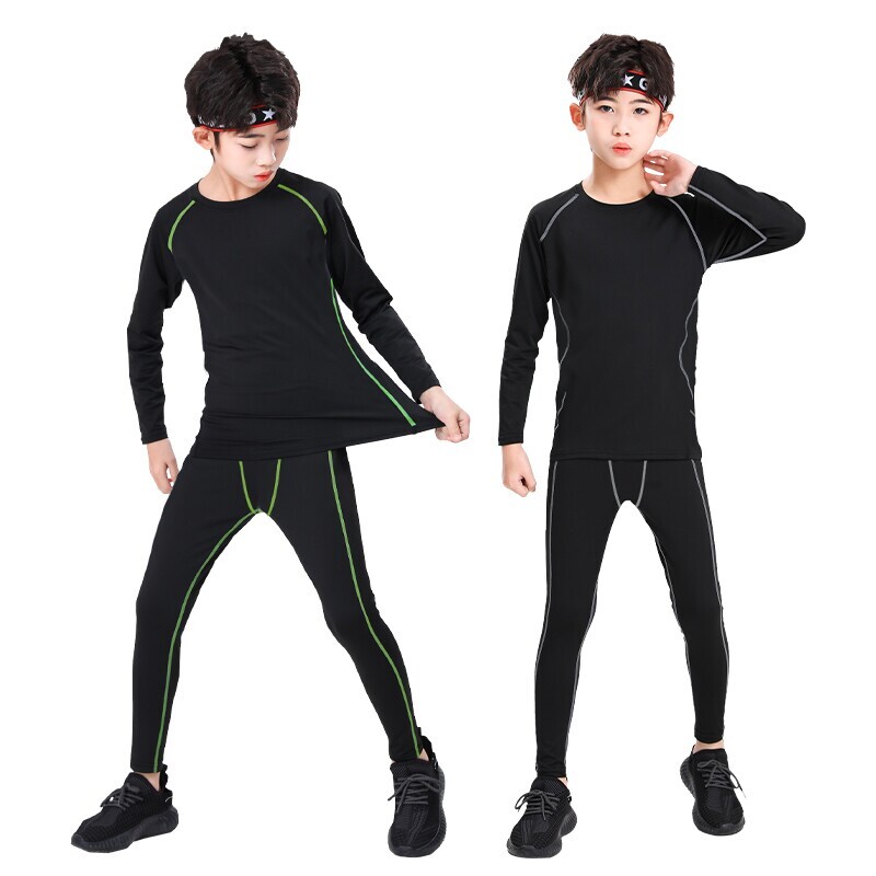 儿童紧身衣训练服速干衣男童秋冬篮球足球打底运动健身服套装男孩