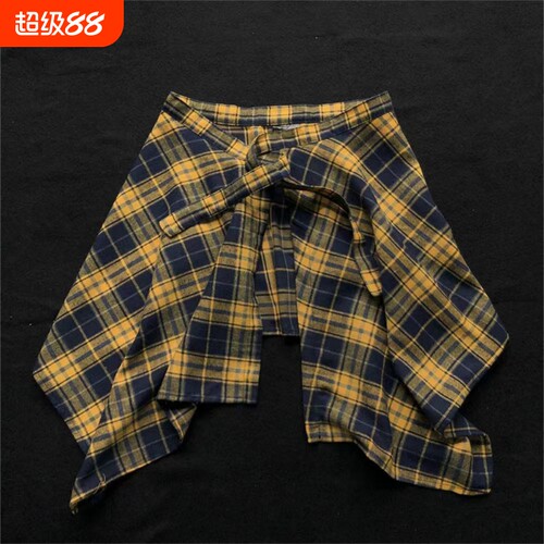 格子屁帘男女系腰裙摆