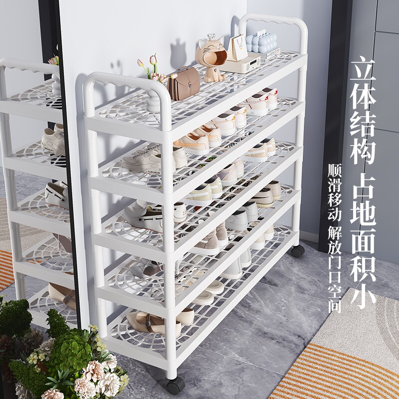 鞋架多层简易家用宿舍小型出租房鞋子收纳架可移动鞋柜带轮出租屋