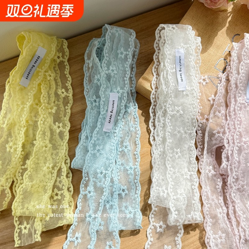 纯欲风白色蕾丝飘带绑头发带女夏季长条丝巾系脖领巾百搭辣妹发饰