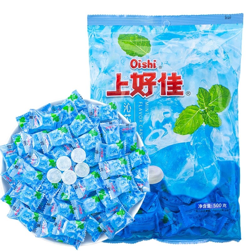 上好佳薄荷糖强劲清凉硬糖500g招待糖果口气清新休闲办公室小零食