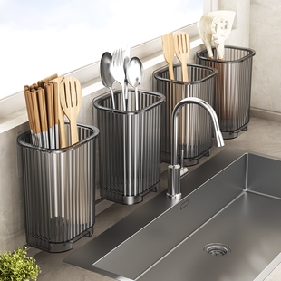 筷笼厨房筷子笼家用沥水勺子筷子筒筷子篓置物架 筷子收纳盒壁挂式