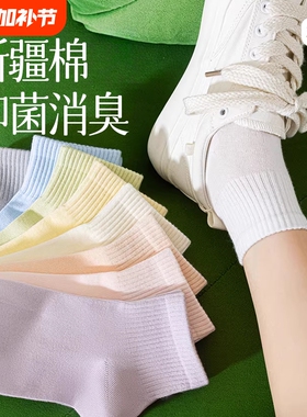 无骨袜子女款夏季纯棉防臭短袜春秋季中筒袜女士抗起球月子袜白色