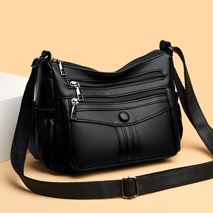女包2024新款秋冬软皮多层百搭单肩斜挎包大容量中老年妈妈包肩包